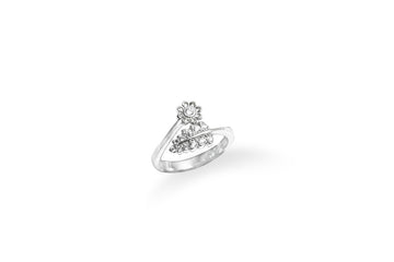 Floral Bloom Pure Silver Circular Ring