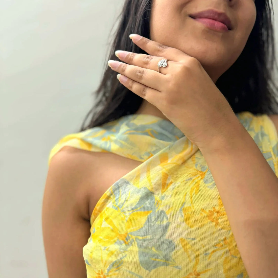 Floral Bloom Pure Silver Circular Ring